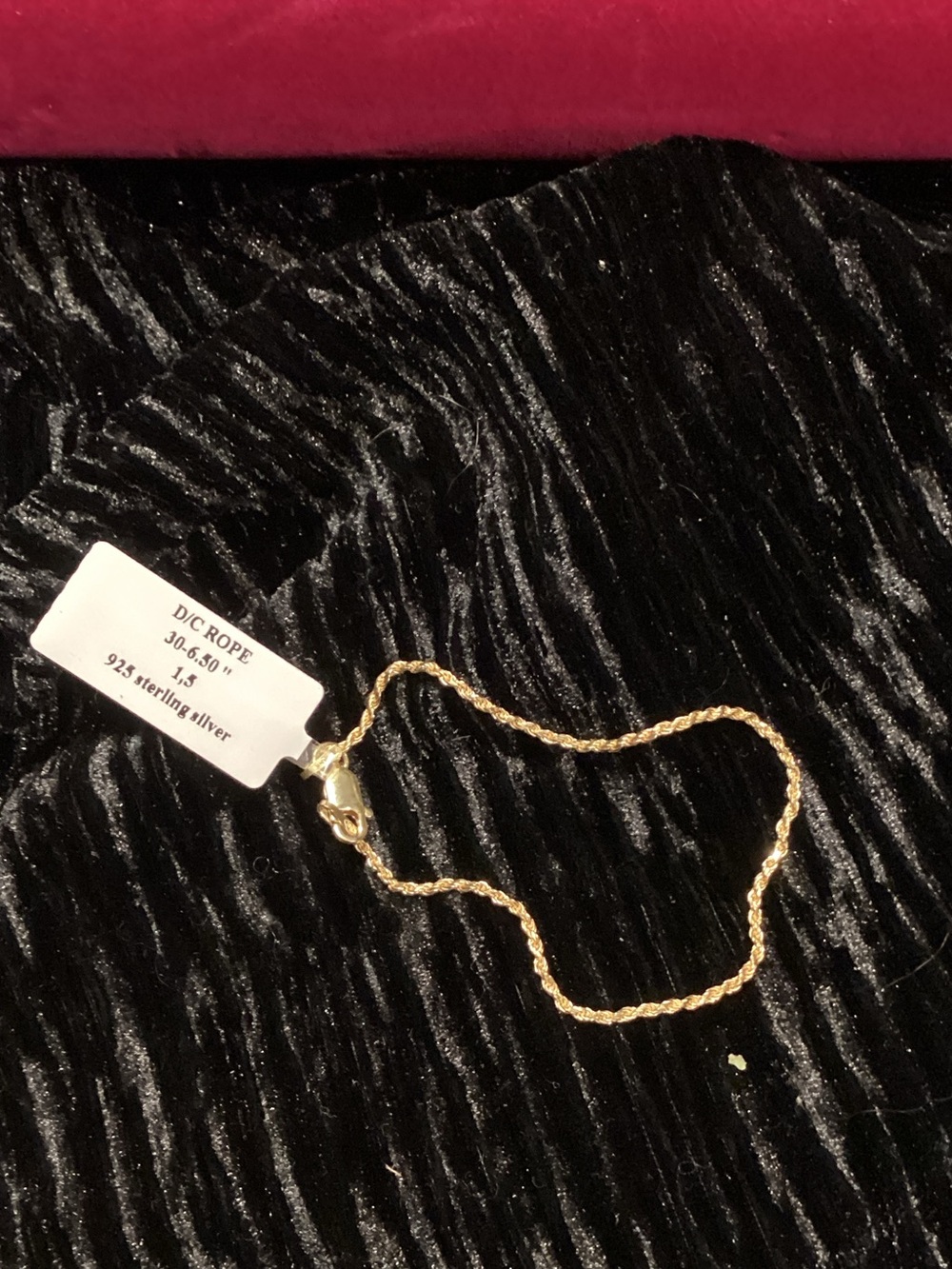 Gold Rope Bracelet - 925 Sterling Silver Gold Plated -